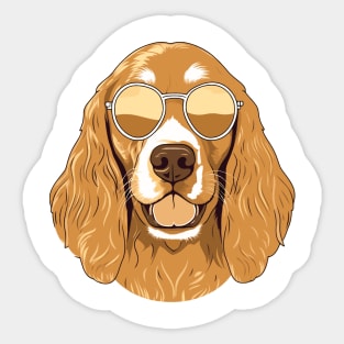 Golden Summer dog in sunglasses 2 Sticker